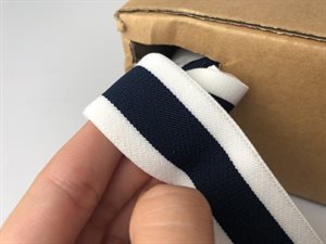 Luksus elastik - marineblå med hvide kanter, 31 mm